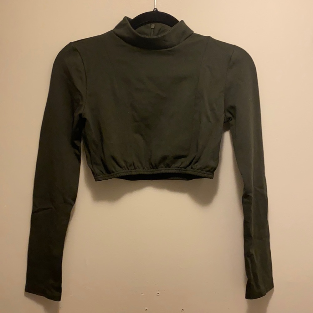 Revamped green crop sweater